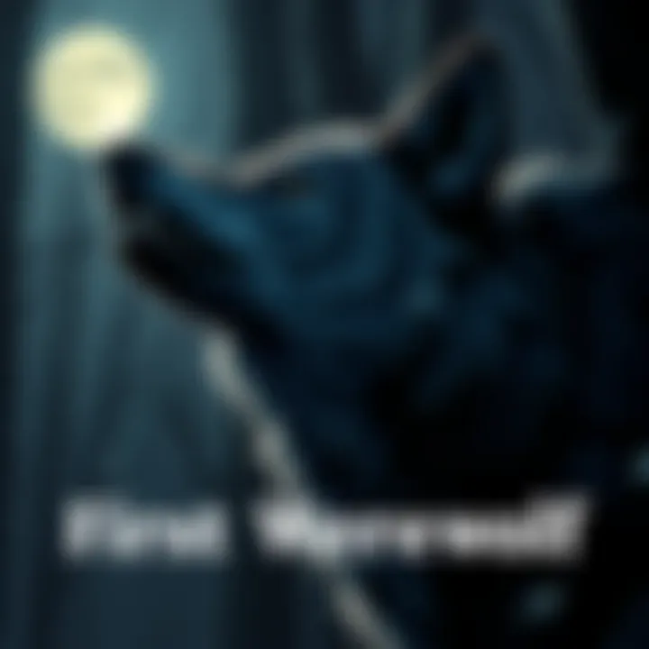 First Werewolf in D&D A fierce werewolf howls at the moon, surrounded by dark woods, showcasing its wolf-like features and intense expression.