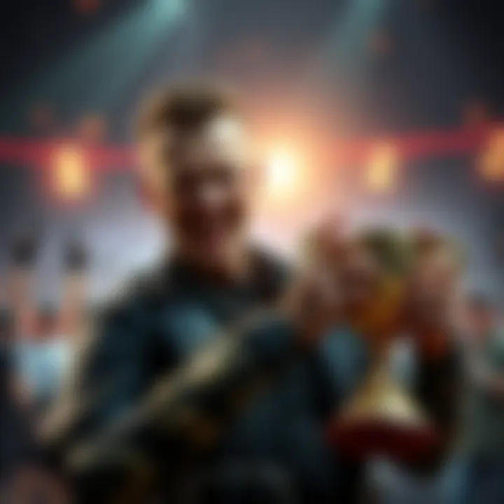 Wesker holding a trophy with a confident smile after winning the vote against Legion in a tight competition