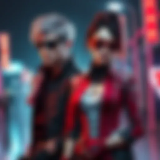 Kodad as Albert Wesker and Deychan as Ada Wong showcasing detailed cosplay outfits and accessories
