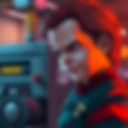 Illustration of Wesker looking frustrated with a new character, Chucky, nearby. The background shows a generator in a gaming environment.