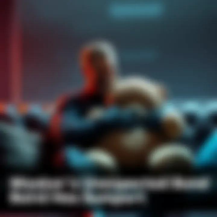Wesker sitting on a couch holding his emotional support bear, smiling warmly while looking at it