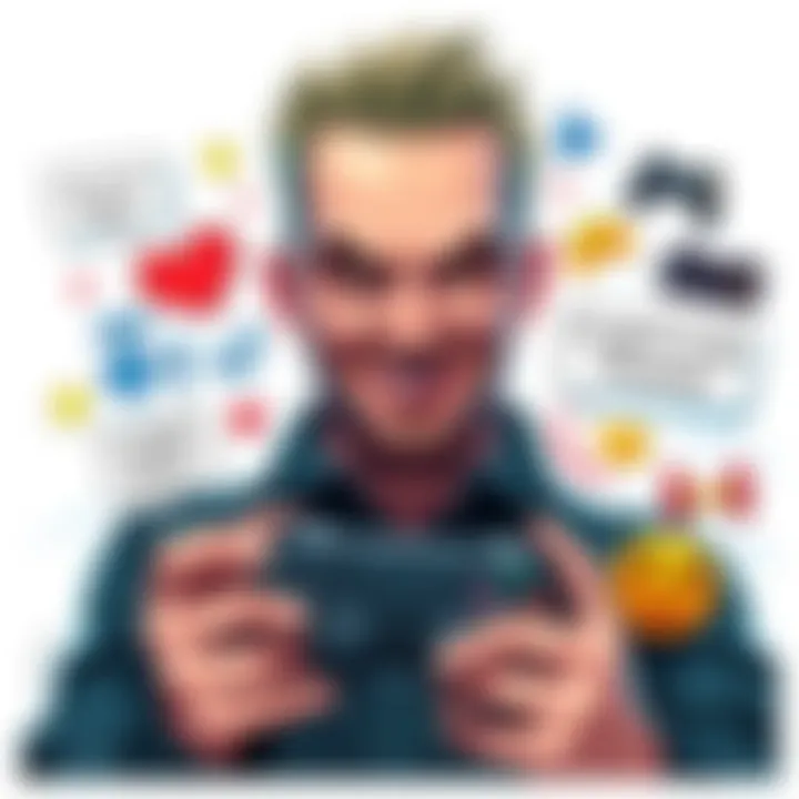 A humorous depiction of Wesker from the game with a playful expression, holding a gaming controller and surrounded by gaming icons and jokes, capturing the fun of gaming culture.