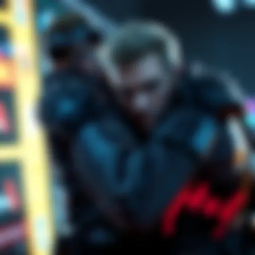 Wesker using a hug move on a gaming character with surprised expressions