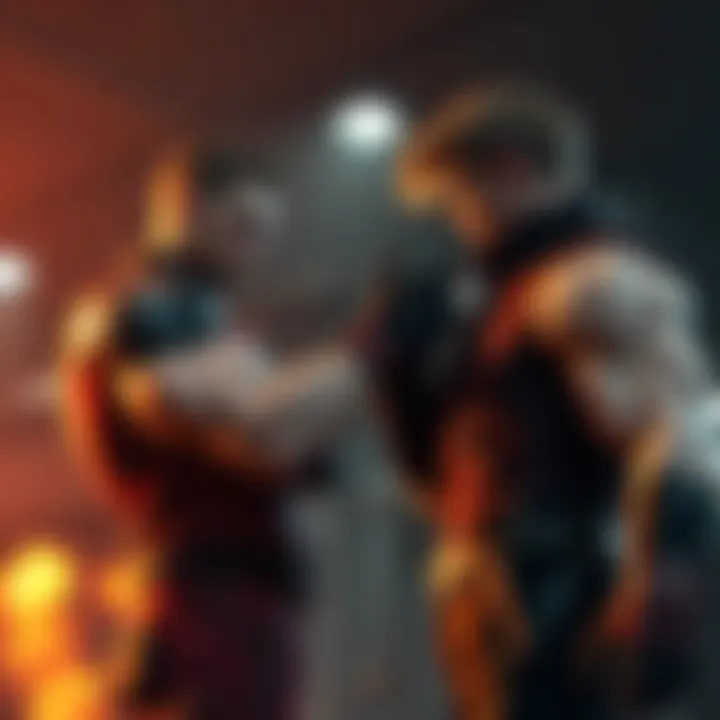 Wesker and Redfield Showdown Wesker and Chris Redfield confront each other, showcasing their strength and steroid-influenced abilities in a tense atmosphere.