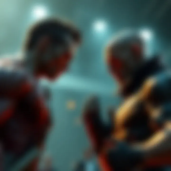 Wesker and Zeno Facing Off Wesker and Zeno prepare for a showdown, showcasing their powers in a tense atmosphere.