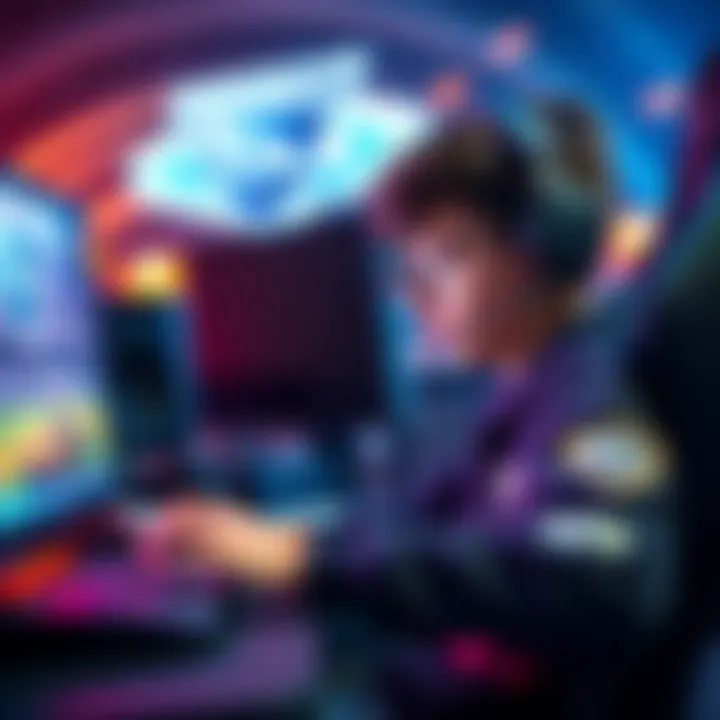 9-year-old Westyyy in a gaming setup, focused on his screen while representing M80 with their decal, showcasing his skills in Rocket League's 1s mode.
