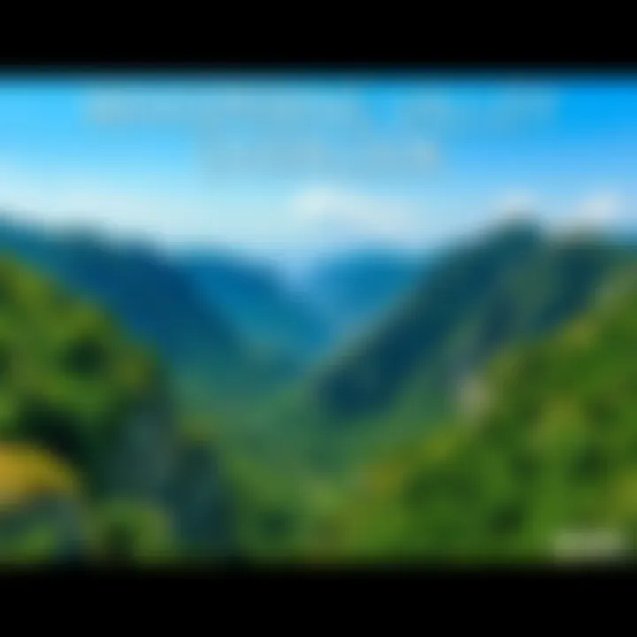 A stunning view of The Whispering Valley with lush greenery and a clear blue sky, inviting visitors to explore.