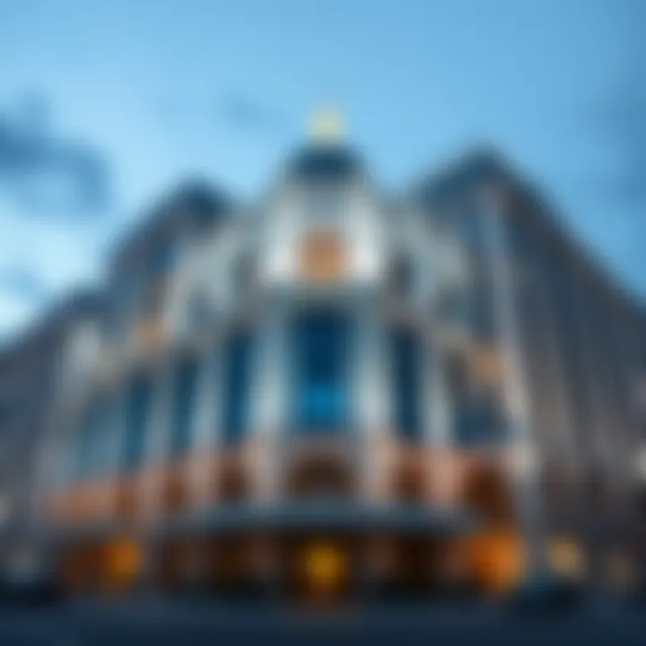 White and Blue Building A stunning building with a white and blue facade, inviting viewers to identify it.