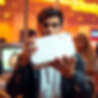 A person holding a shiny white case with a thoughtful expression