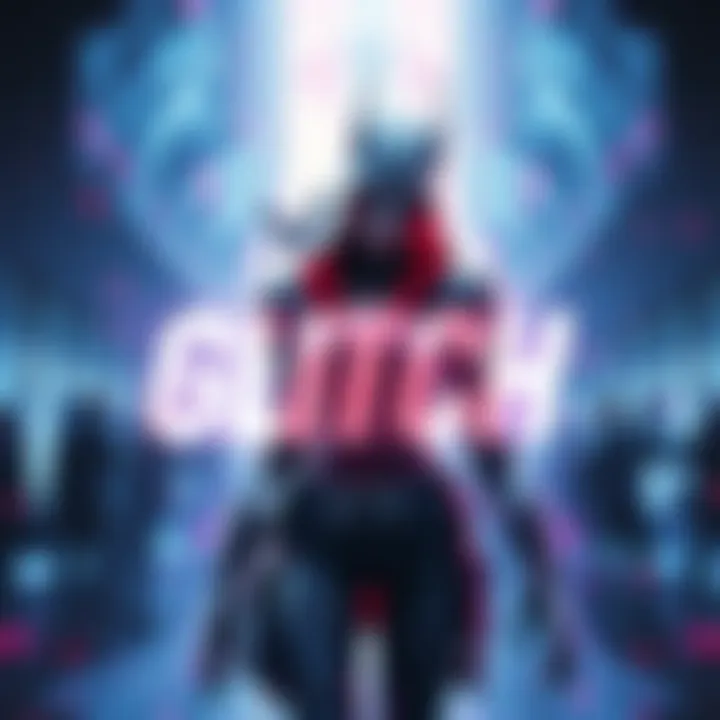 White Widow character displayed with a glitch effect during the Sanctum Showdown game, showing confusion among players