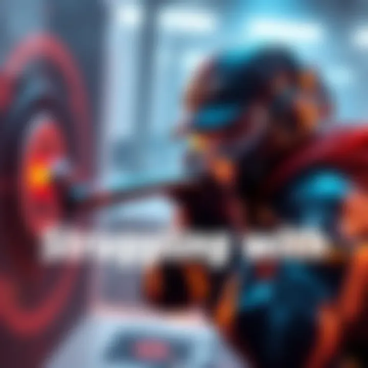 Widow player aiming at target A focused support player using Widow to aim at a target in a competitive game environment.