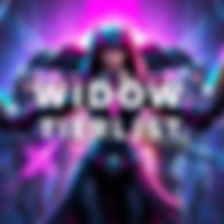 A colorful display of various Widow skins ranked in a tier list format, showcasing a standout Ange skin in the center.