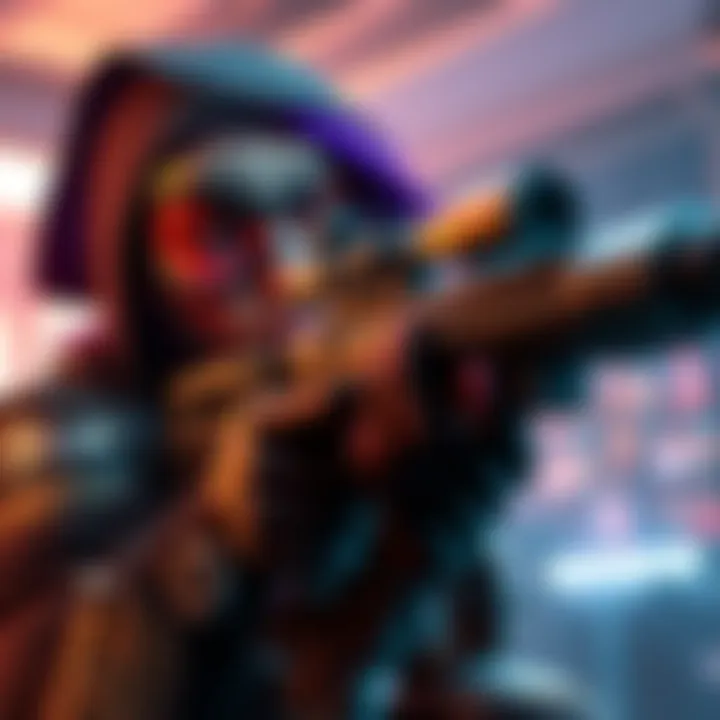 A character with a sniper rifle aiming carefully, showing focus and determination in a gaming environment
