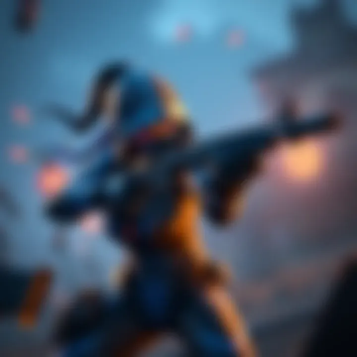 A character in a blue outfit with a sniper rifle, aiming at a target from a distance, representing one-shot kills in gaming