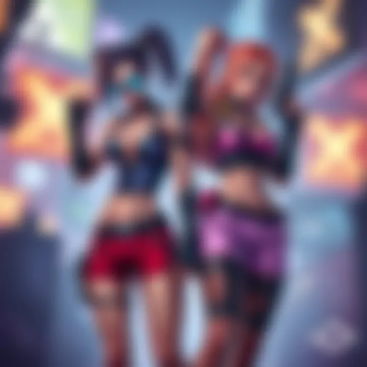 Custom design of Widowmaker and Cammy wearing stylish shorts, showcasing a fun gaming crossover.
