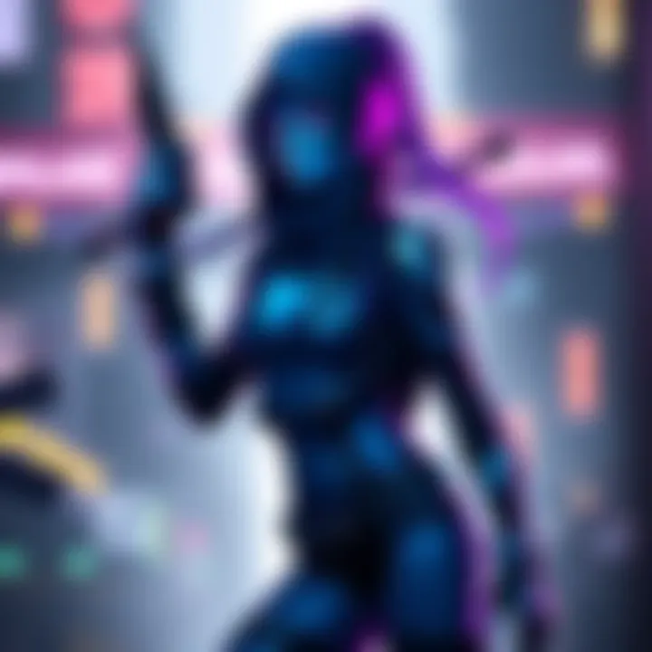Widowmaker Character Art A digital art piece showing Widowmaker, a female character with blue skin and sleek attire, standing confidently with her weapon. Her captivating gaze and striking design highlight her importance in g...