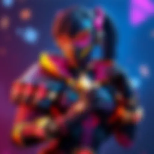 A character dressed in a striking Decennium skin, showing off an impressive design with vibrant colors and details.