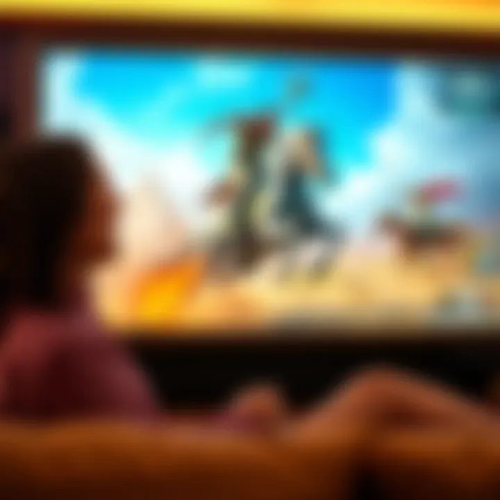 Wife Laughing During Radahn Fight A woman laughs while watching a video game battle against Radahn, commenting humorously about the struggle of the horse in the game