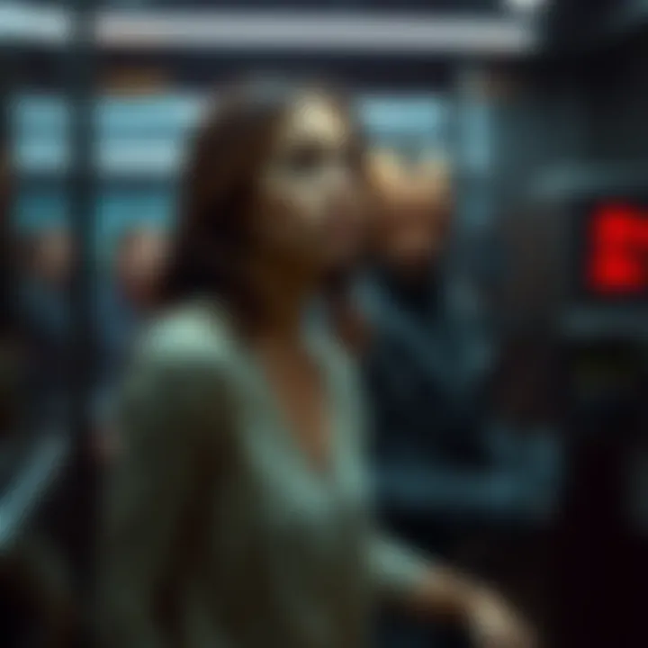 A woman shows disbelief as she encounters the character Adam Smasher in an elevator during her first playthrough of Cyberpunk.