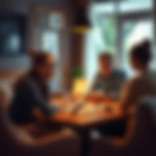 A frustrated wife talking to friends about her husband's DM style in a cozy living room setting with a game table and dice.