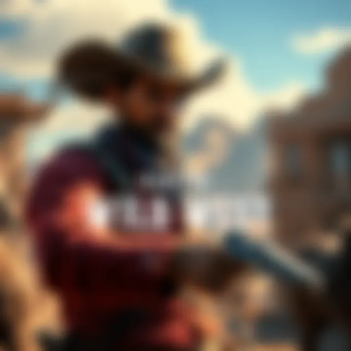 A cowboy character in a Wild West setting, showcasing elements of action and adventure, inviting players to join a playtest