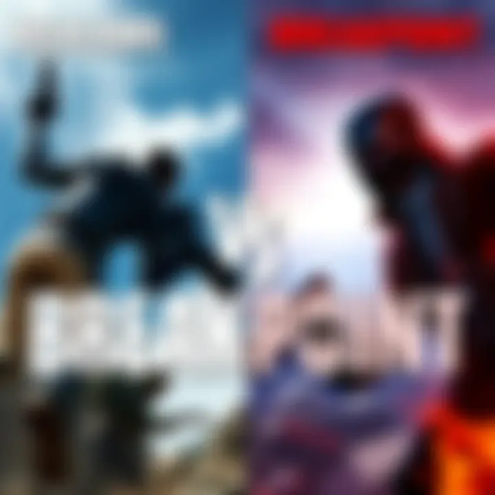 Side-by-side view of Wildlands and Breakpoint gameplay, highlighting immersive environments and characters in action.