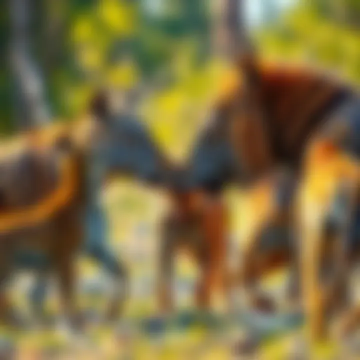 A group of animals engaging in unique behaviors in their natural habitat, showcasing their interactions with each other.