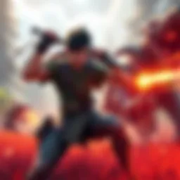 Character from Wilds in action A player character from the game Wilds battling a creature in a vibrant environment