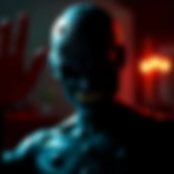 A dark, shadowy figure resembling a haunted animatronic, symbolizing William Afton's legacy in popular culture