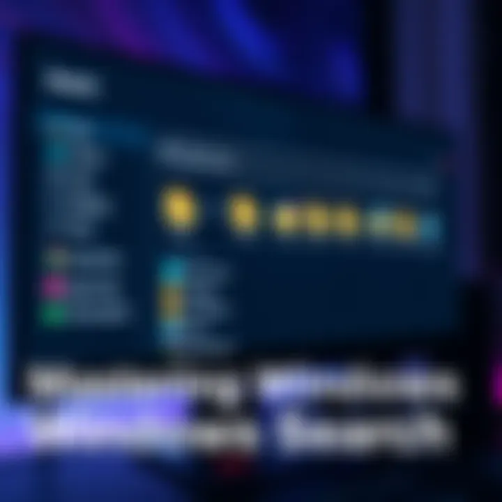 Windows Search Interface A computer screen displaying the Windows search bar with highlighted search results and folders being accessed.