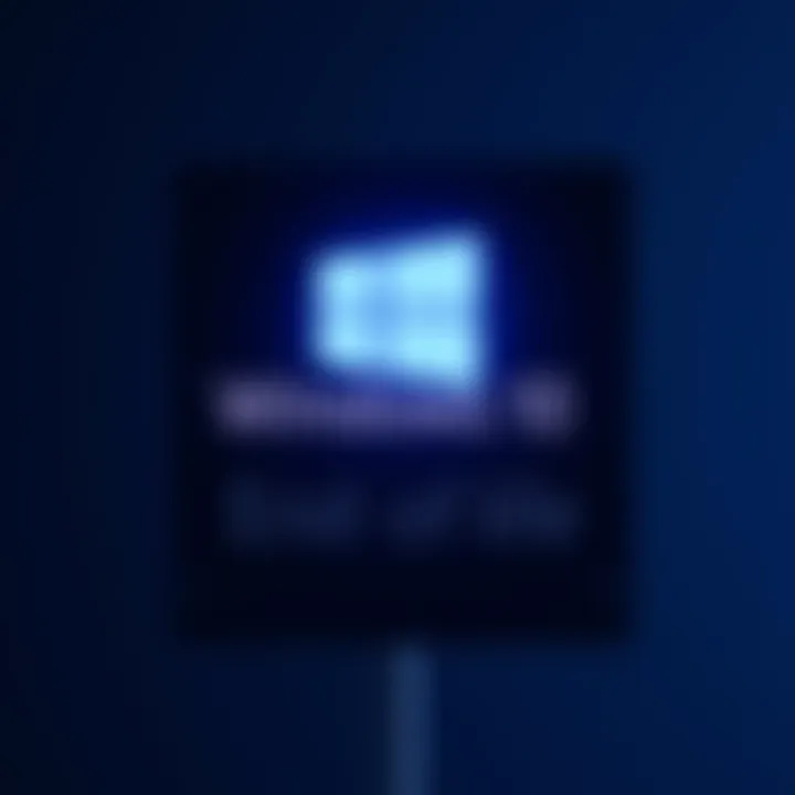 Microsoft logo with a sign indicating end of life for Windows 10