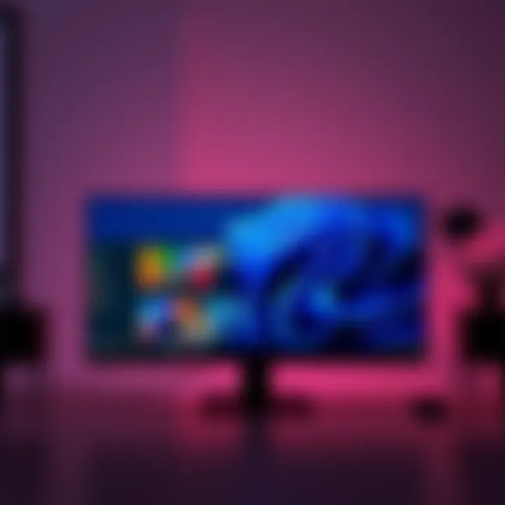 A sleek computer screen showing the Windows 12 interface with modern design elements and features