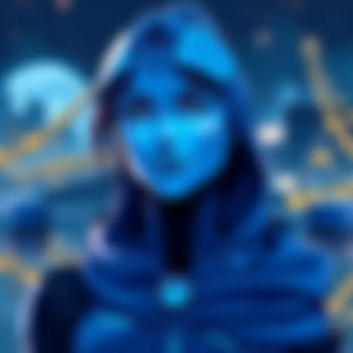 A digital illustration of Windows Cortana, featuring her blue holographic form with a friendly expression, set against a backdrop of the Halo game universe.
