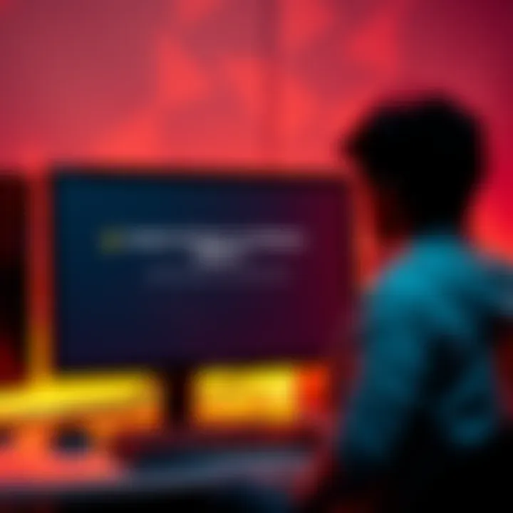 A computer screen displaying a warning about a Windows update affecting SSD performance, with a concerned user looking on.