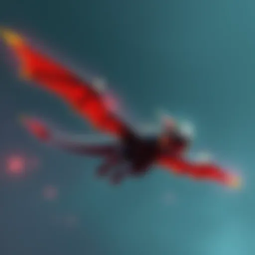 A majestic Wing Blade Wyvern in flight, showcasing its unique design and features, without a visible power clash effect.