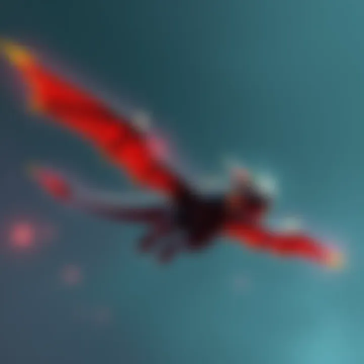 A majestic Wing Blade Wyvern in flight, showcasing its unique design and features, without a visible power clash effect.