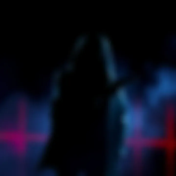 Winning killer silhouette character A stylized representation of the winning killer silhouette, showcasing its divine theme and sleek design, against a mysterious background.