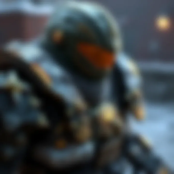 Winter's Guile Armor A close-up of Winter’s Guile Exotic armor, showcasing its sleek design and colors in a gaming environment.