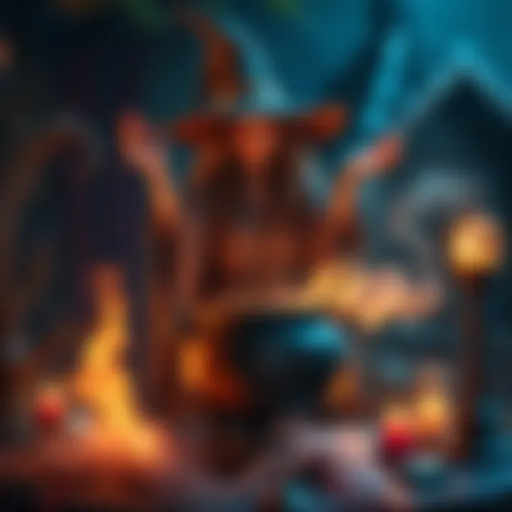 Witch casting a spell A witch stands over a bubbling cauldron, surrounded by magical symbols while preparing a creative curse for a D&D game.