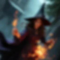 A powerful Witch Queen character casting spells in a fantasy setting