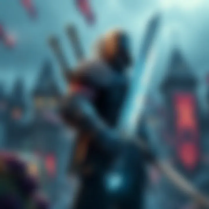 A character from Witcher 3 holding a sword in a scenic fantasy setting