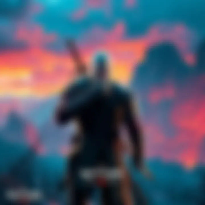 A promotional image showcasing Geralt of Rivia in a vibrant fantasy landscape, hinting at new adventures in Witcher 3's DLC.