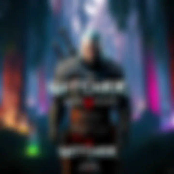 A character from Witcher 3 standing in a lush forest, showcasing various potions and loot options in the game.