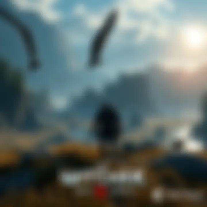 A character from The Witcher 3 exploring a vast open world with detailed landscapes and creatures