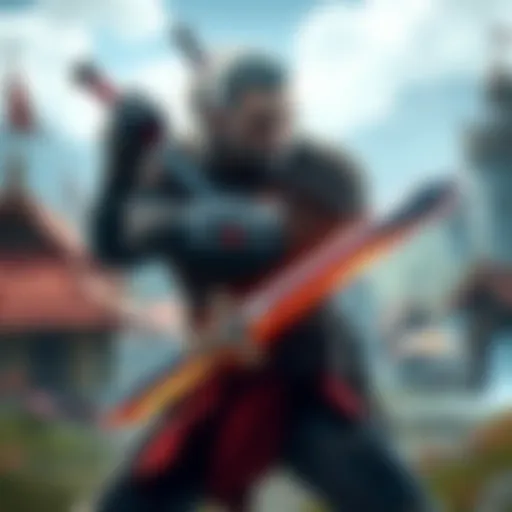 The Witcher character wielding a sword in a lively fantasy world, showcasing clunky gameplay mechanics and goofy animations