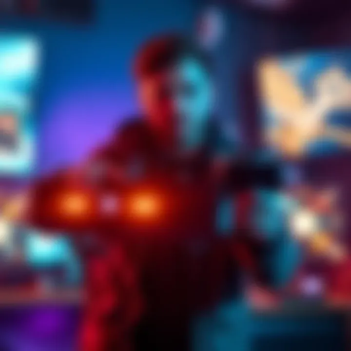 The director of Witchfire holding a Steam Deck device in a gaming setting, promoting its benefits for gamers.