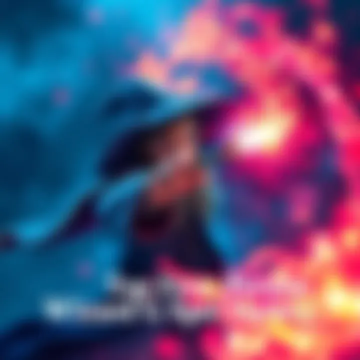 Wizard casting a spell A wizard in a first-person view casting a colorful spell with magical energy swirling around