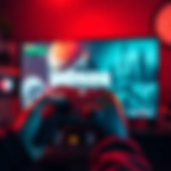 Wolfenstein Game Access Player holding an Xbox controller with Wolfenstein game graphics on screen, focusing on playing international version in Germany.