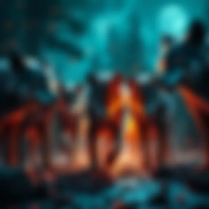 Wolfpacks in Gaming Strategy A group of wolfpacks in a gaming scene, preparing to counteract rocketeers, showcasing their tactical formation.