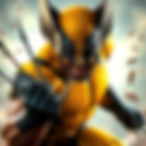 Wolverine character showing fierce combat stance with claws extended in a dynamic gaming scene